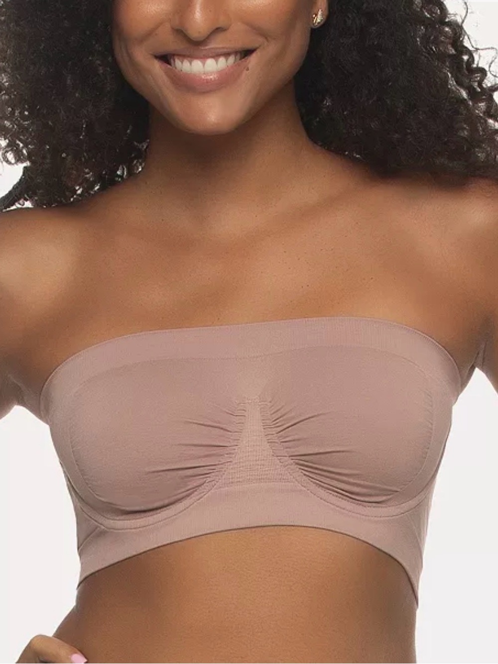 Paramour Strapless Ruched Bandeau in Rose tan